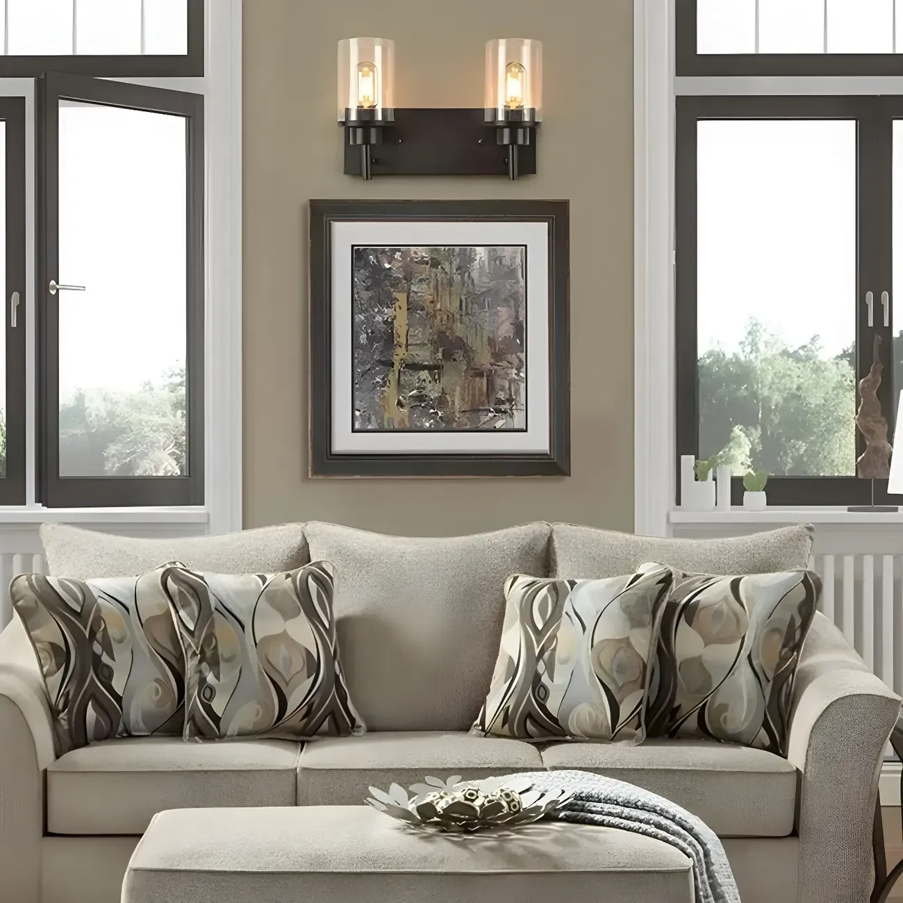 Industrial Black Cylinder Glass Bathroom Vanity Light