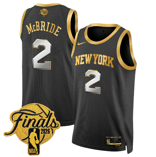 Miles McBride 2 New York Knicks Black Gold 2026 Finals Jersey