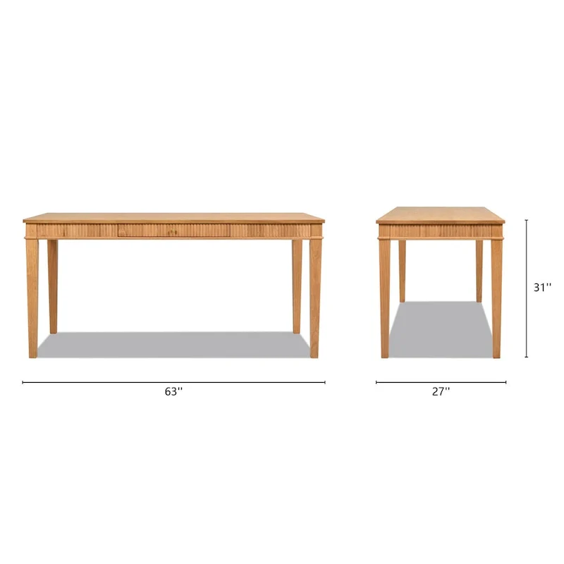 Dumont 63 Fluted Rubberwood Home Office Desk