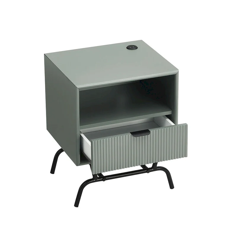 DH BASIC 2-Piece Modern Coffee Table and End Table Set with 3D Wave Accented Drawers by Denhour