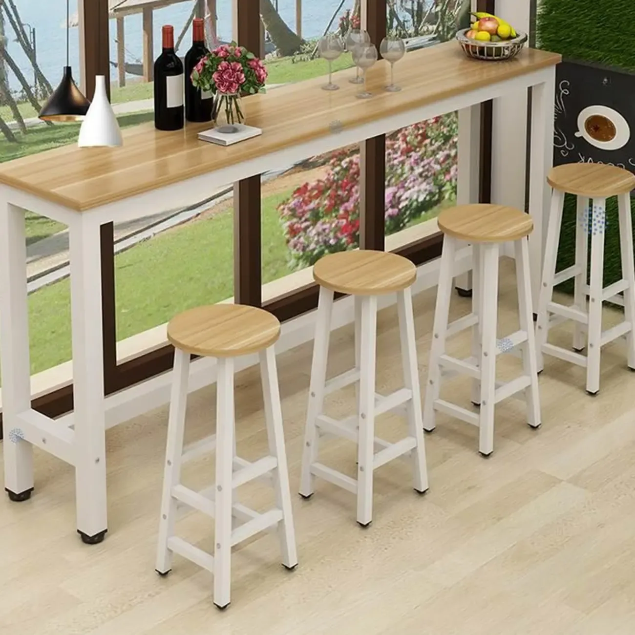 Modern Brown Wooden Fixed Top Bar Tables