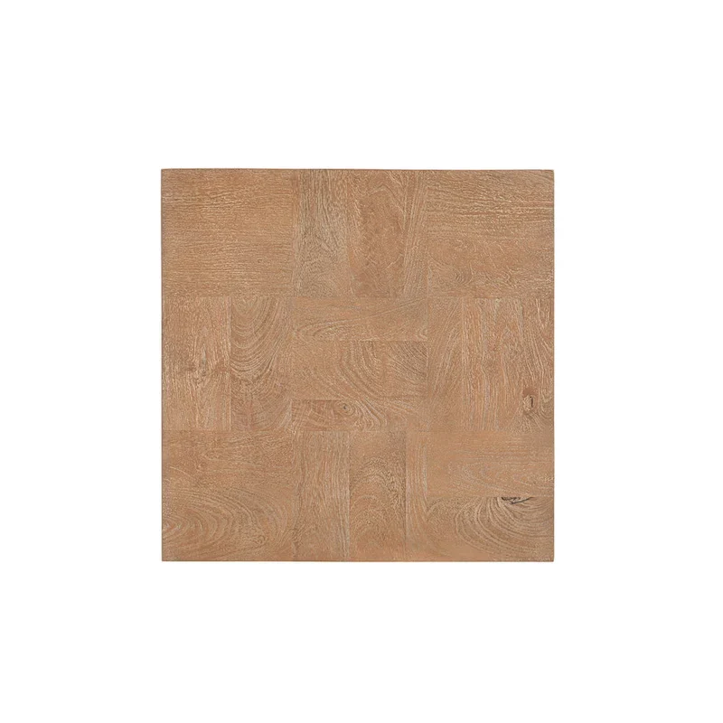 Modern Handcrafted Solid Mango Wood Side Table with Neutral Finish, Clean Lines for Living Room