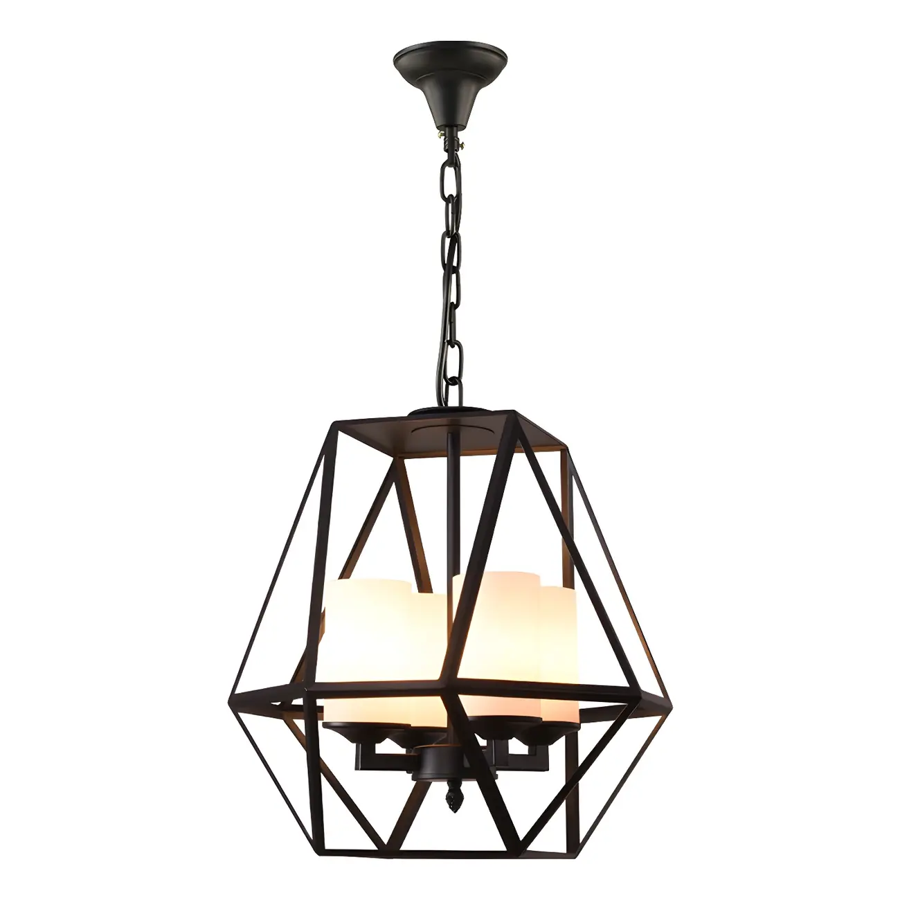 Black Geometric Iron Frame Modern Chandelier