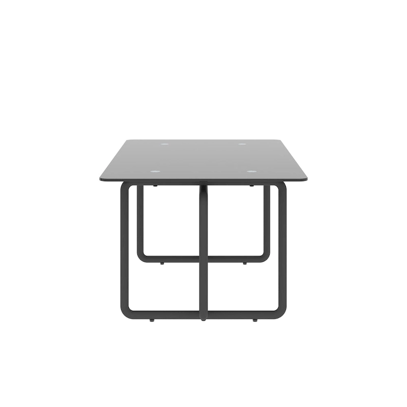 Modern Tempered Glass and Black Metal Coffee Table - 23.62 x 39.37 x 17.71