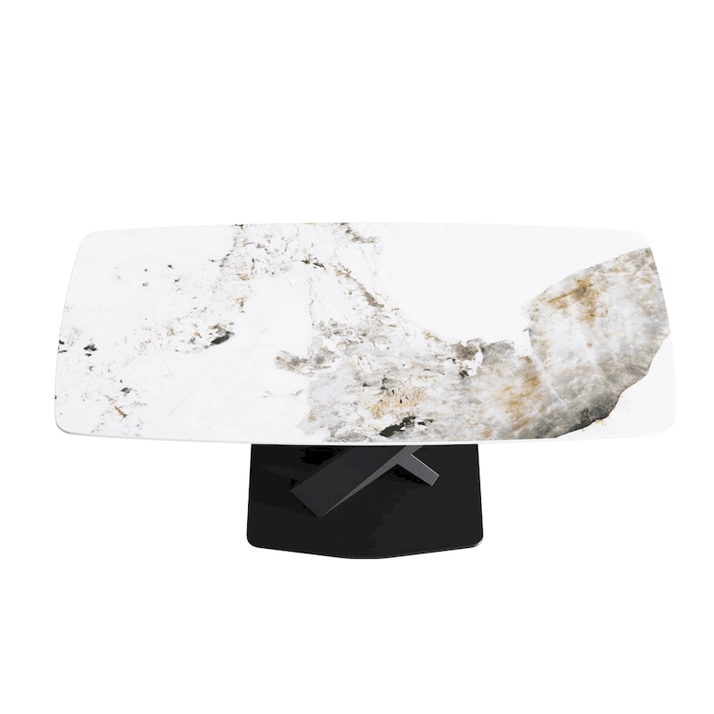 71 Modern Artificial Marble Dining Table with Carbon Steel Base