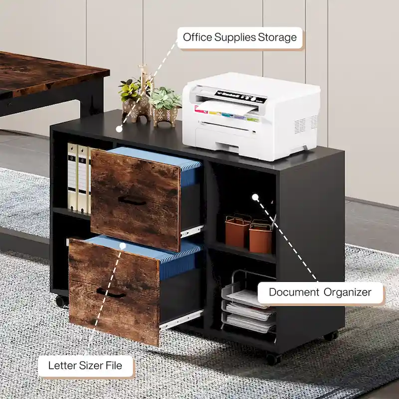 63 L-Shaped Executive Desk with 40 File Drawer Cabinet