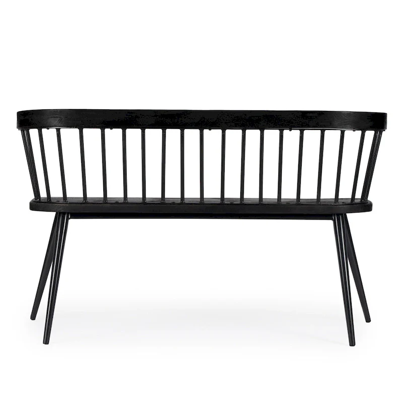 Spindle Back Bench - Solid Mango Wood & Iron Frame, 48.25