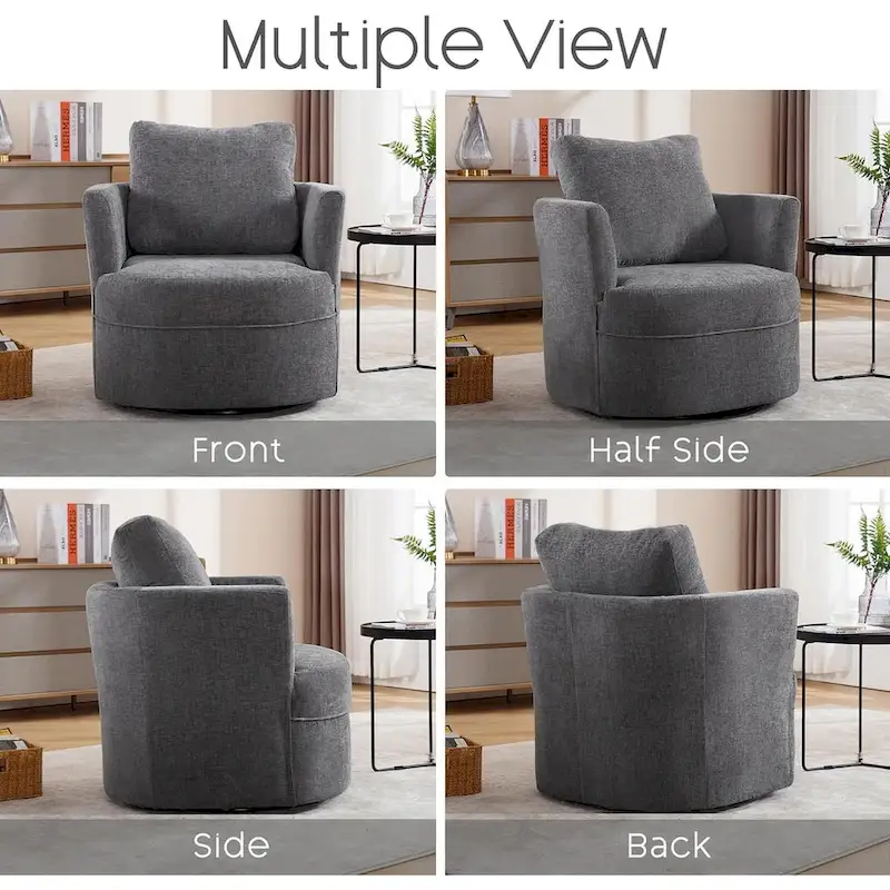 Swivel Accent Barrel Chair Round Arm Chair with Pillow