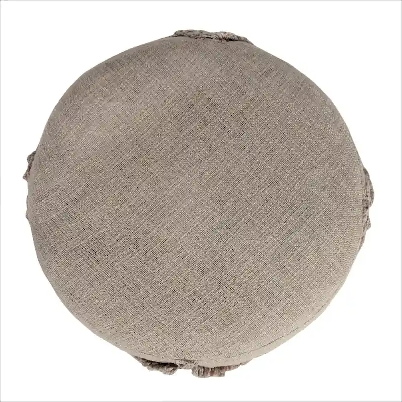18  Brown Solid Texture Diamond Round Pouf Ottoman