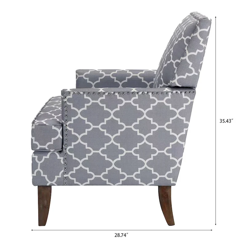 Fabric Upholstered Accent Chairs with Wood Legs