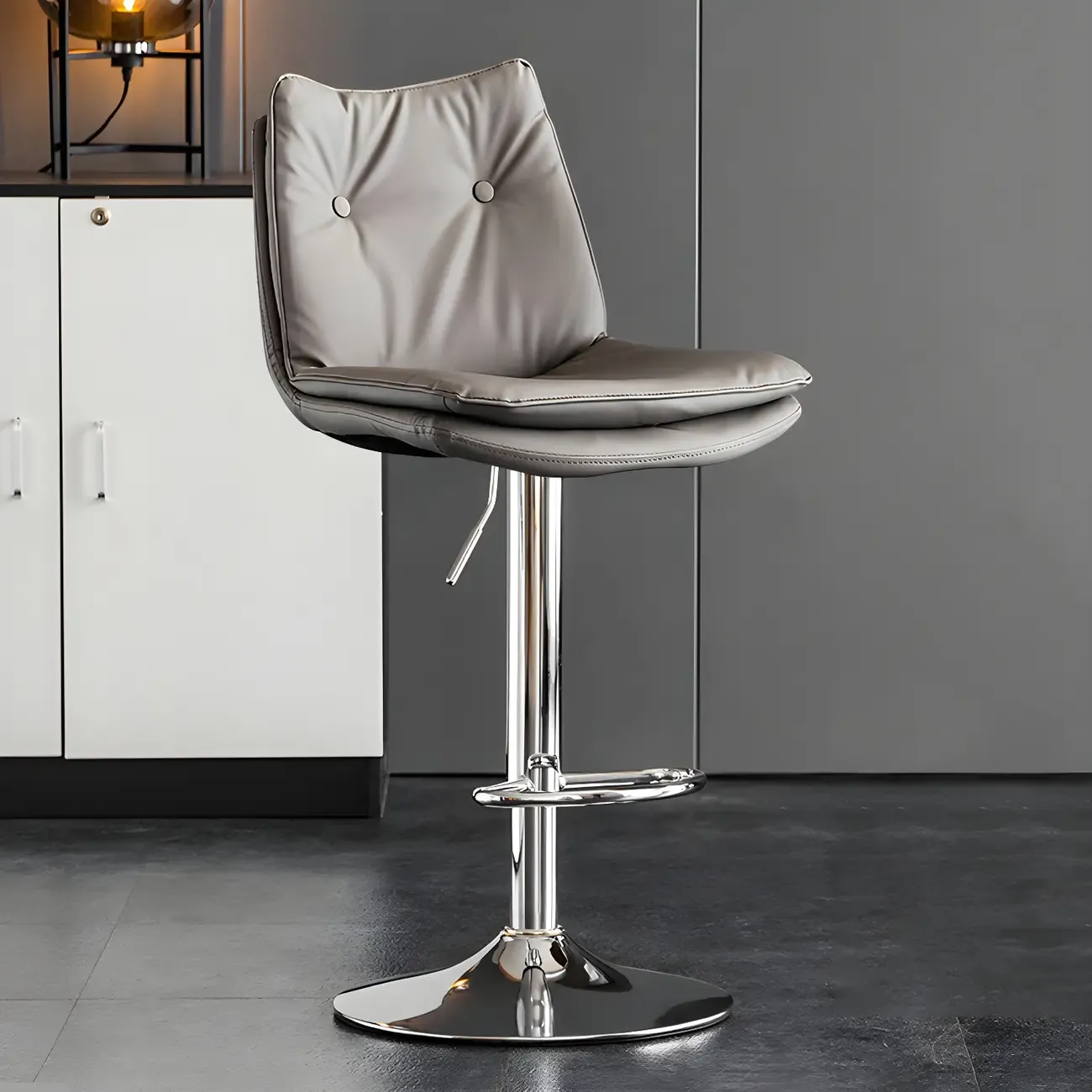 Modern Adjustable Leather Swivel Bar Stools