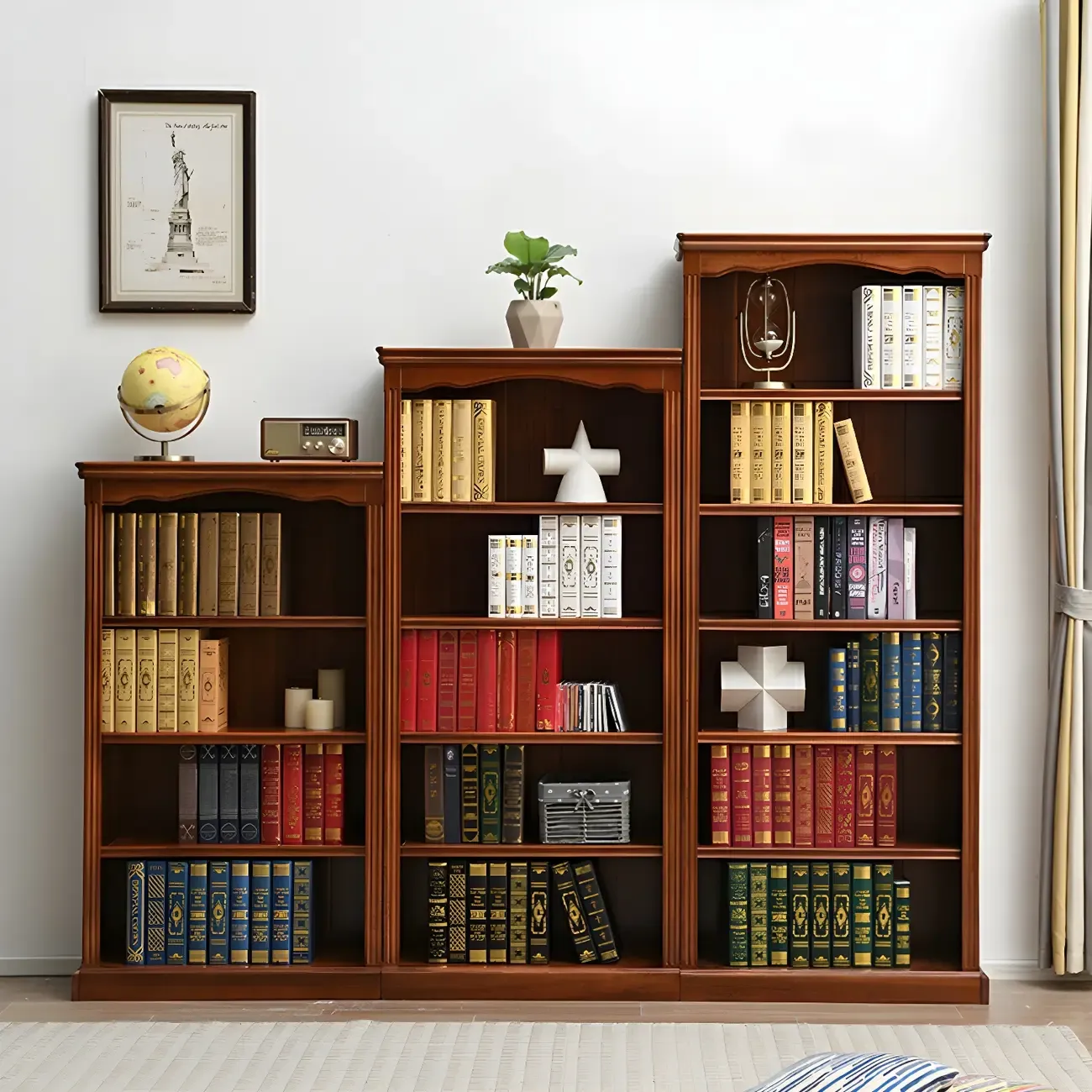 Classic Simple White Rectangular Wood Bookcase