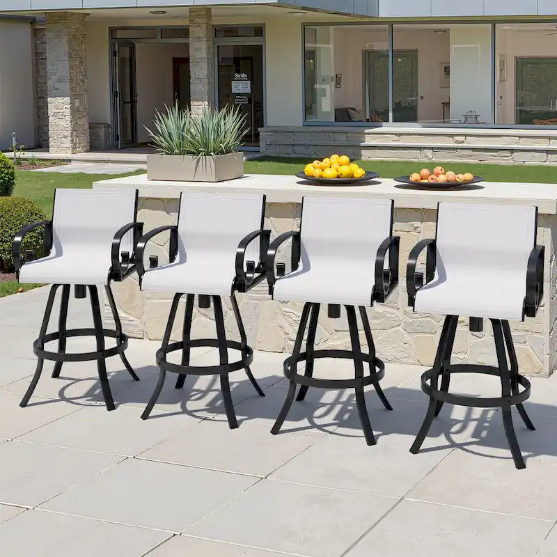 Outdoor Sunbrella Aluminum Swivel Bar Stool 2-piece Bar Height Stool Bar Chairs