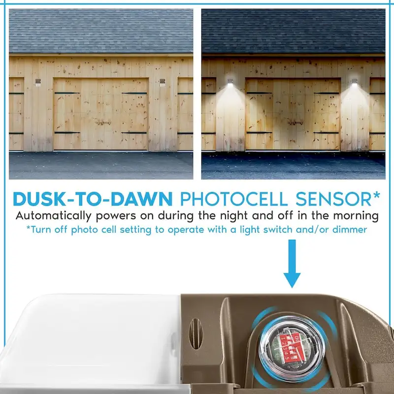 Luxrite 15/20/25W LED Wall Pack Light with Photocell, 3CCT, 1800/2400/3000LM, Dusk to Dawn, IP65, Dimmable 2-Pack