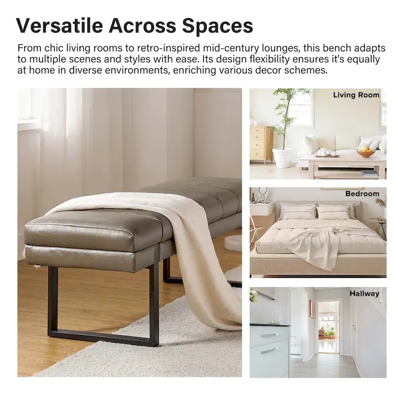 Laurens Modern 52.5 Channel Tufted Bench with Mental Legs by HULALA HOME