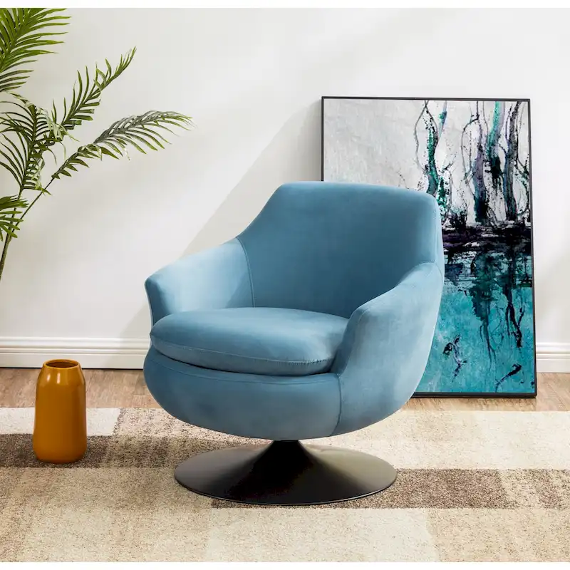 Velvet Swivel Accent Chair - 31.1 W x 32.3 L x 29.5 H - 31.1 W x 32.3 L x 29.5 H