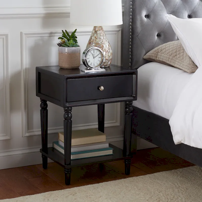 Distressed Vanilla / Grey Mauve / Black Painted Pine End Table – 1 Person