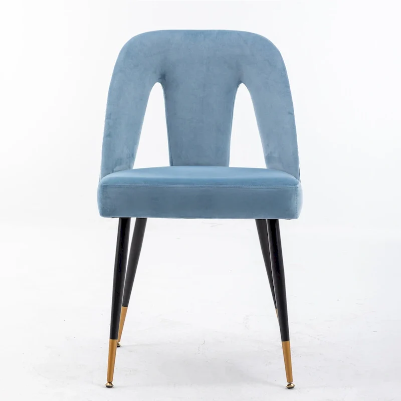 Modern Upholstered Dining Chairs with Nailheads and Metal Legs