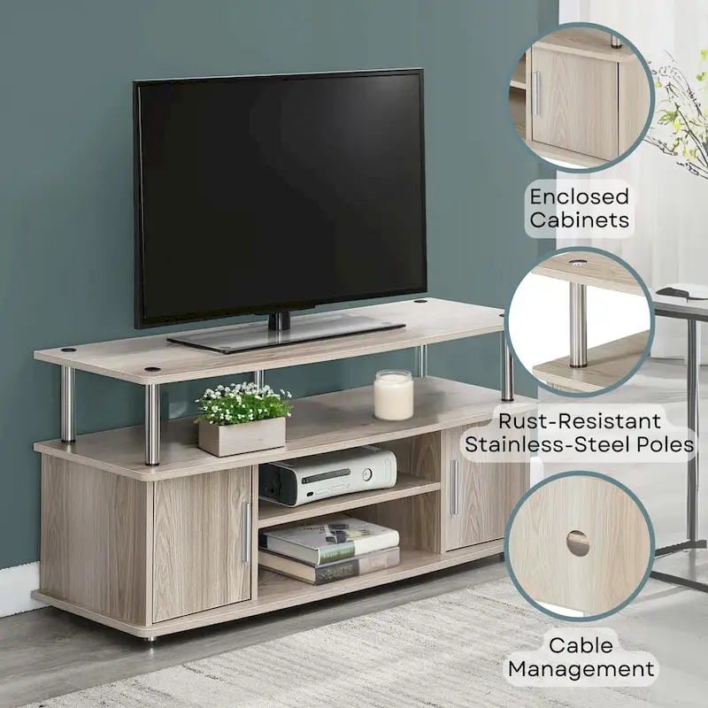 Convenience Concepts Designs2Go Monterey 55 inch TV Stand with Cabinets and Shelves