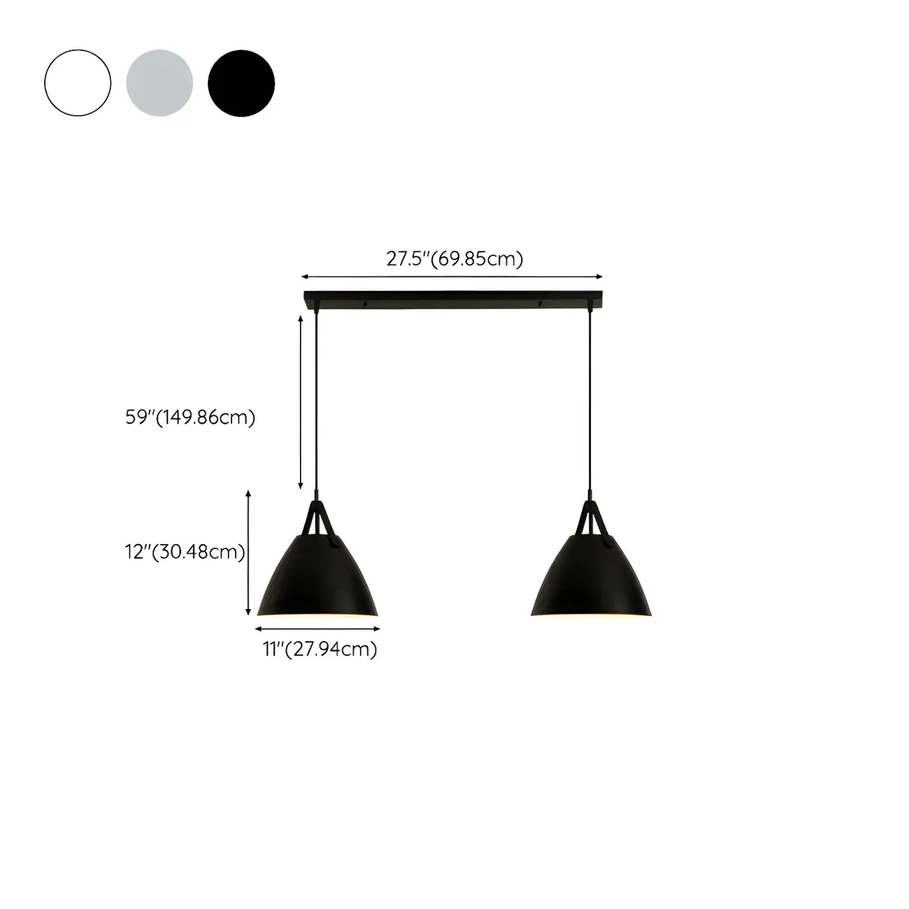 Modern Black Metal Adjustable Kitchen Island Pendant Light