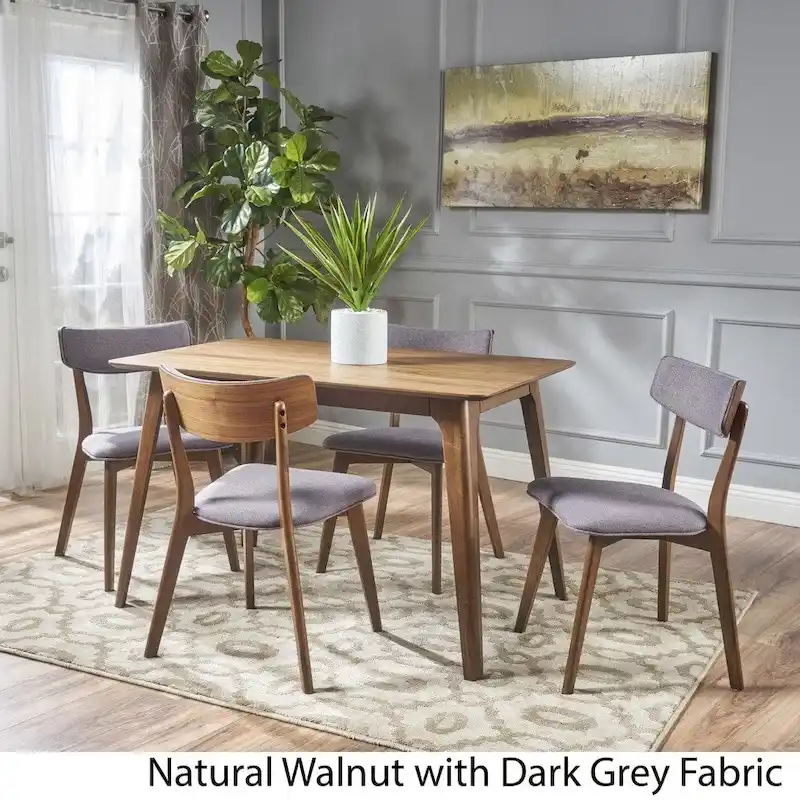 Mid-Century 5-piece Wood Rectangle Dining Set by