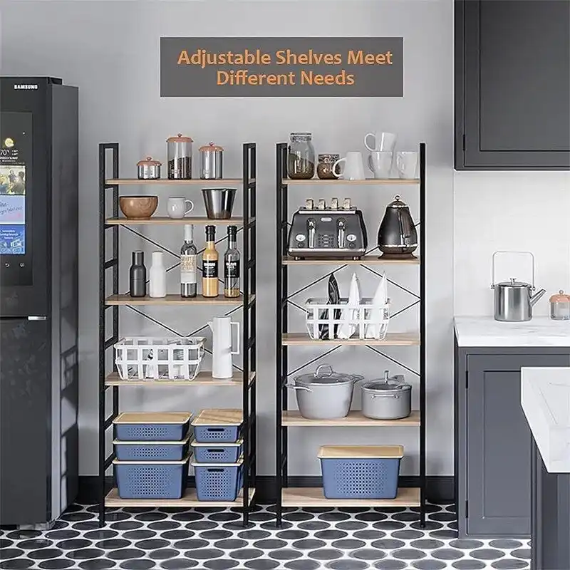 5 Tier Bookcase Adjustable Shelves