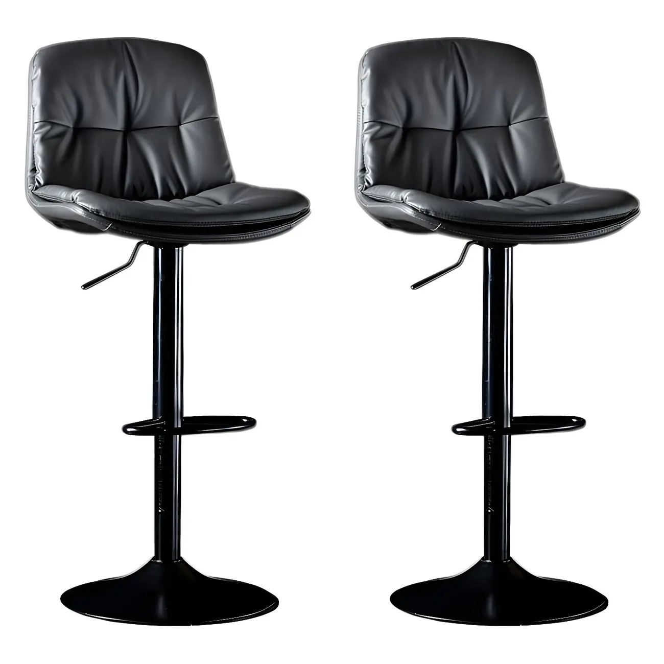 Adjustable Leather Low Back Swivel Bar Stool