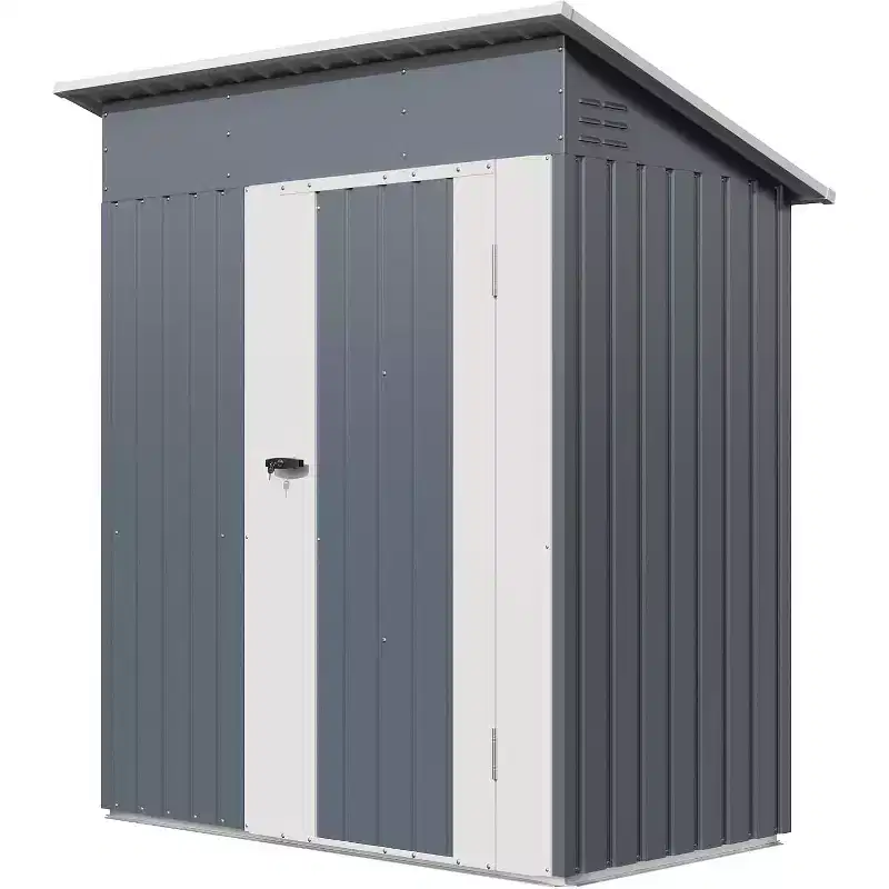 GustoWave 5x3 FT Metal Outdoor Storage Shed with Lockable Doors & Vents, Weather-Resistant Garden Tool Shed for Backyard Patio