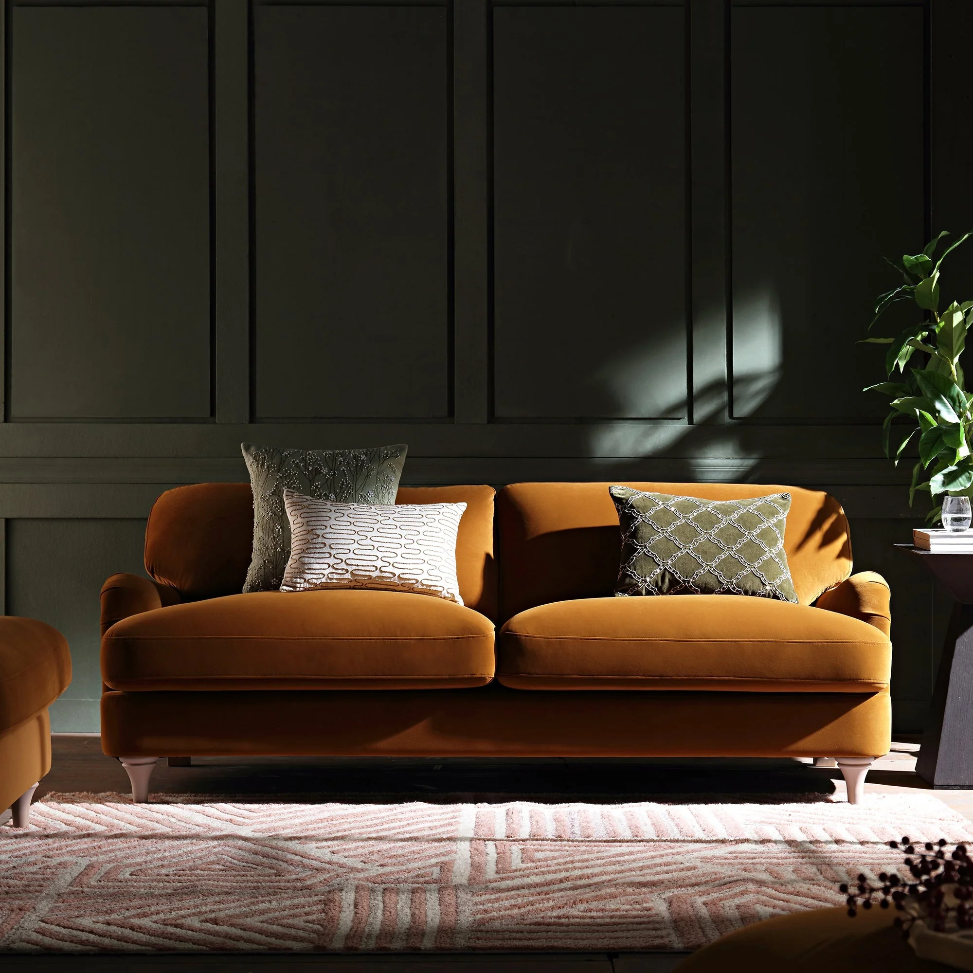 Cinnamon Velvet Sofa, 3-Seater