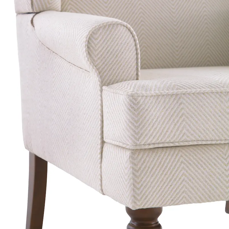 Upholstered Polyester Accent Armchair with Spiral Wood Legs and High-Resilient Cushion