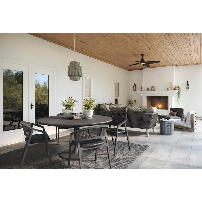 Manteo One-Light Cottage White with Weathered Grey Rattan Indoor Outdoor Hanging Pendant Light - 12 in x 12 in x 16.625 in