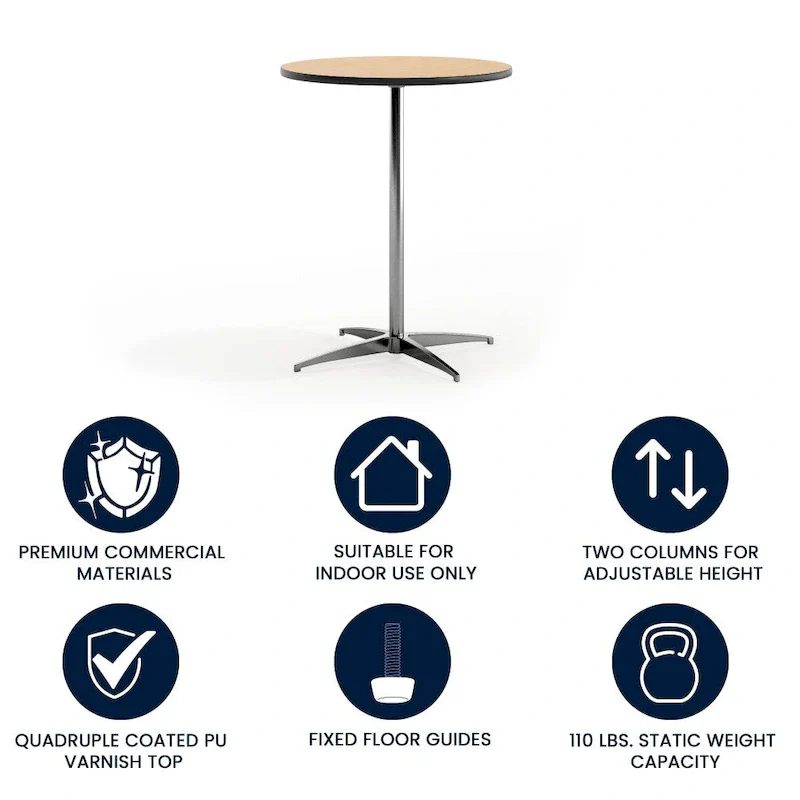 24 Round Wood Cocktail Table with 30 and 42 Columns