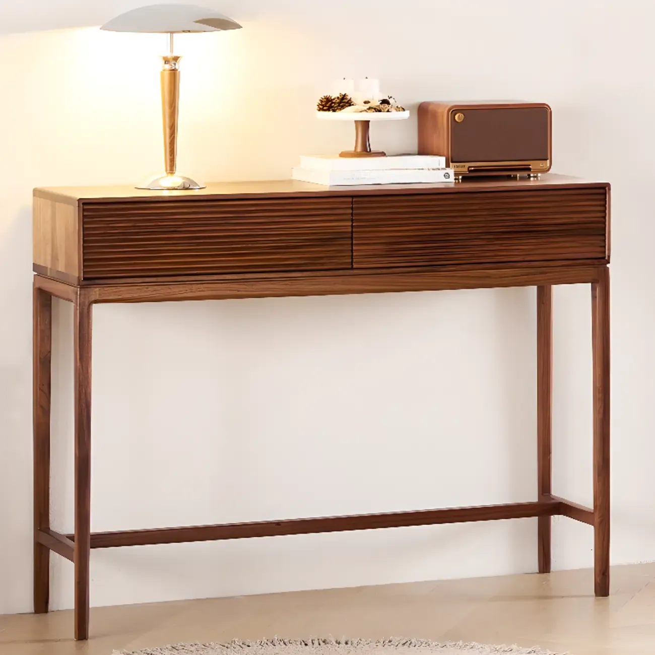 Entryway Wood Brown Console Table with Storage