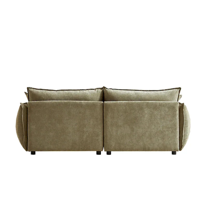 Light Green 88 Chenille 3-Seater Sofa with 2 Extra Pillows and Thickly Padded Seat
