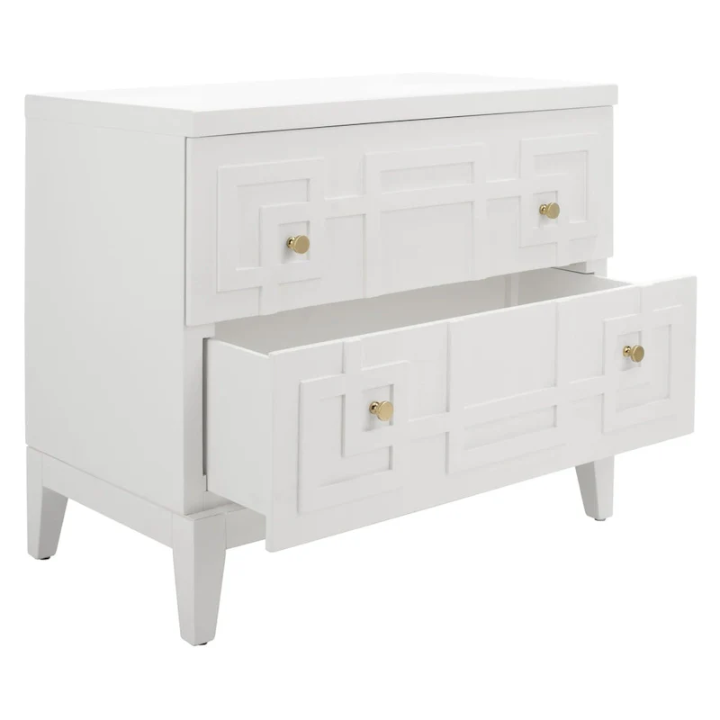 SAFAVIEH Zoey White/Gold 2-Drawer Nightstand