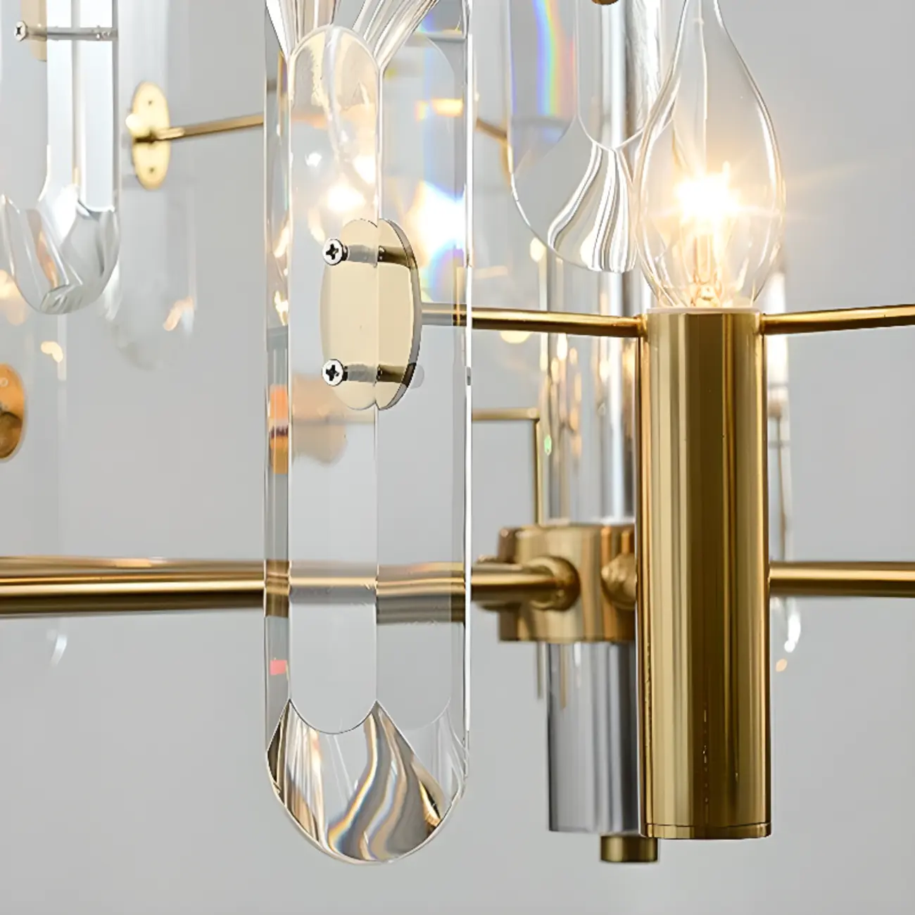 Geometric Gold Metal Clear Crystal Sputnik Chandelier