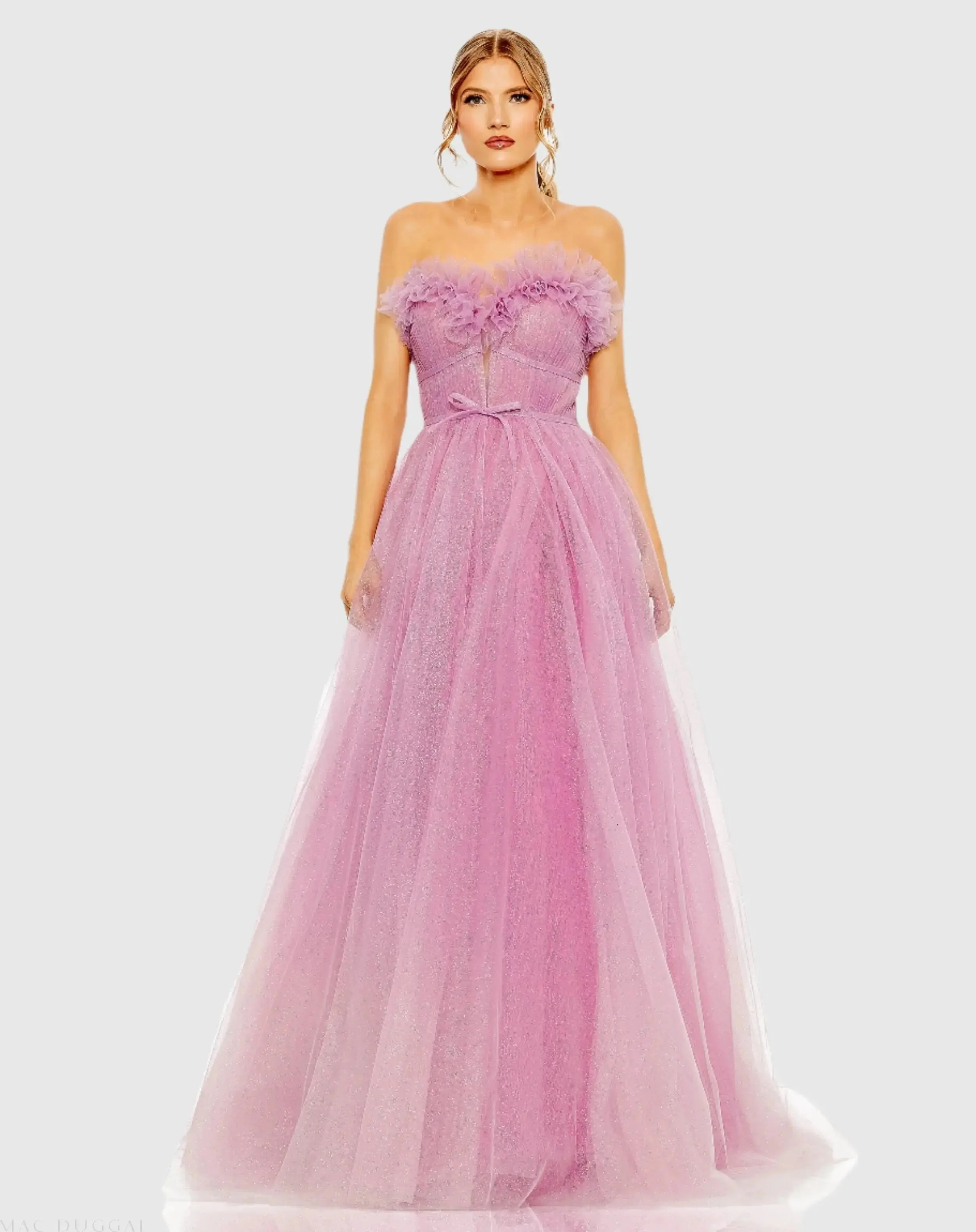 Purple Strapless Glitter Tulle Gown - FINAL SALE