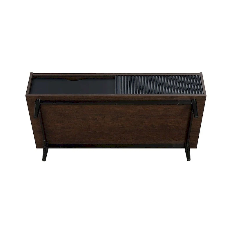 Modern Ribbed Coffee Table with Drawer and Shelf