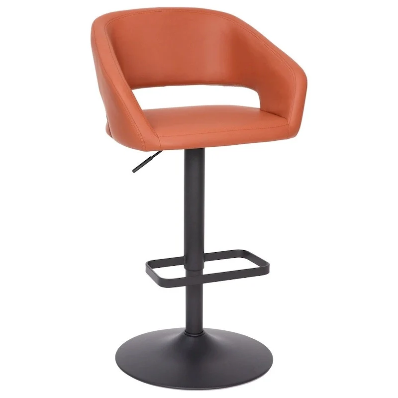 Modern Upholstered Adjustable Height Swivel Barstool with Footrest