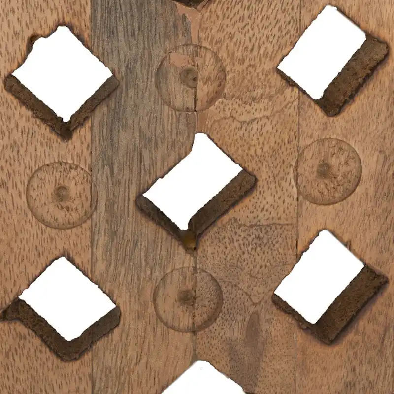 Round Mango Wood Coffee Table with Lattice Base