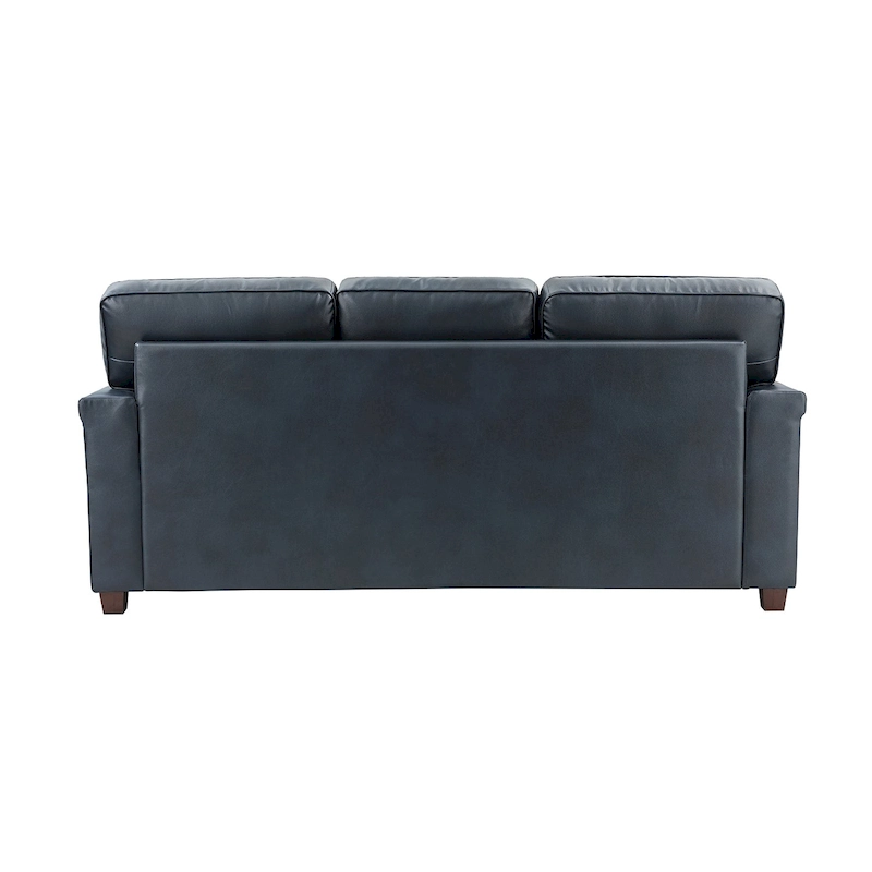 Rita Living Room 3-Seat Genuine Leather Sofa with Solid Wood Legs and Nailhead