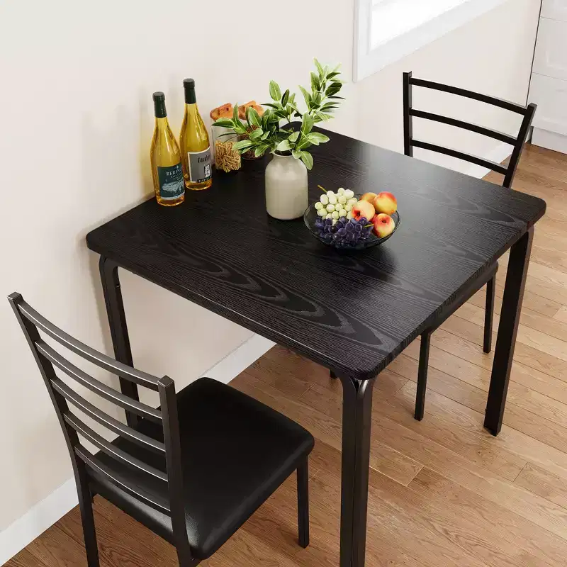 Dining Table for 2, Small Table and Chairs Set of 2, Dinette Set for 2, Square Dinner Table Set, 3 Piece Kitchen & Dining Room Sets for Small Space