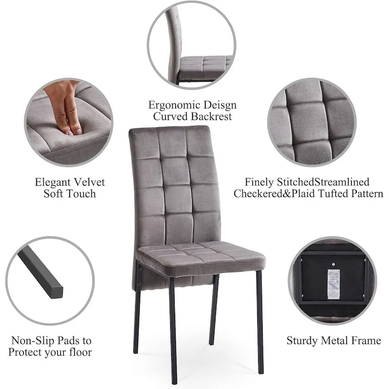 Howtai Upholstered Velvet Dining Chair High Back