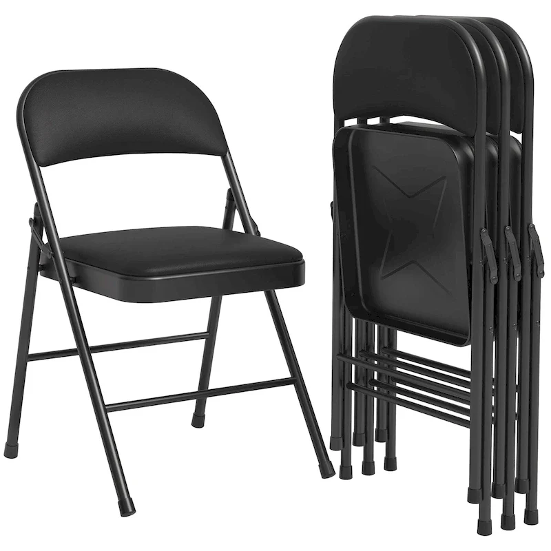 Folding Chairs 2/4 Pack With Padded Cushion and Back