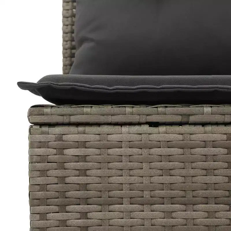 vidaXL 7 Piece Patio Sofa Set with Cushions Poly Rattan - With Table Black and Cream