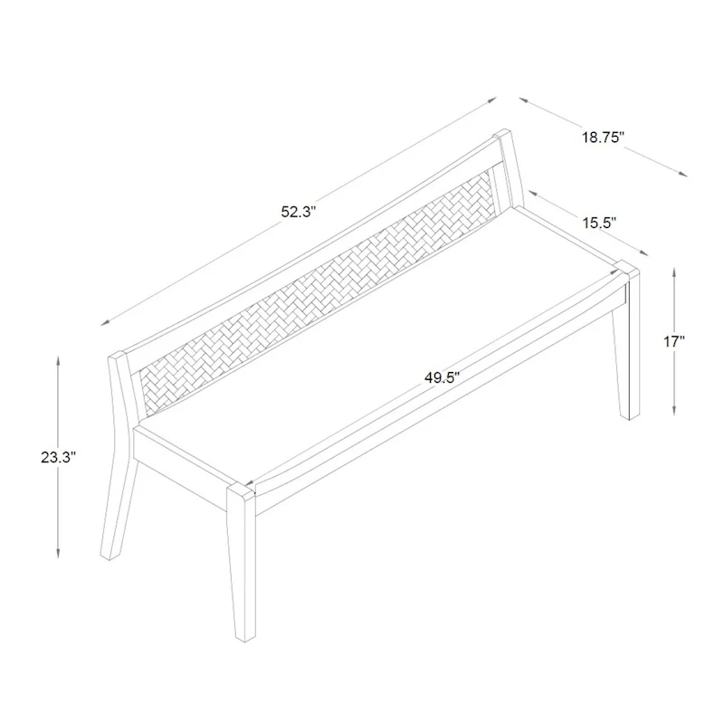 Framed Woven Rattan Cane Bench - 52.5 - Beige
