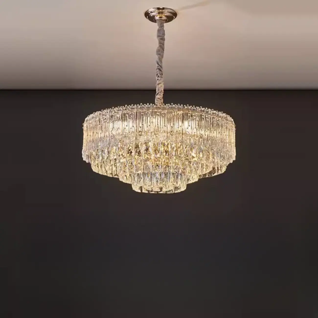 Adjustable Modern Luxury Crystal Chandelier with Multi-Tier