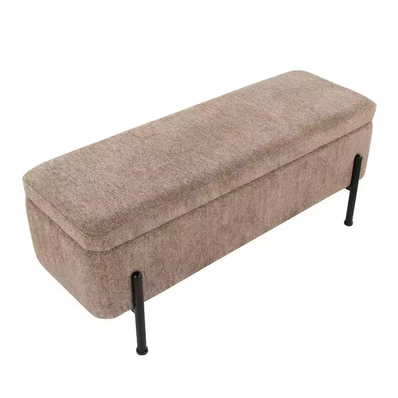 LumiSource Daniella Bench Black Steel/Brown Fabric