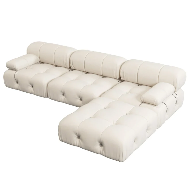 104 Wide Velvet Reversible Modular Sofa & Chaise with Ottoman