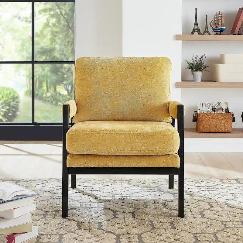 Roundhill Furniture Kelly Mid-Century Modern Chenille Upholstered Accent Armchair